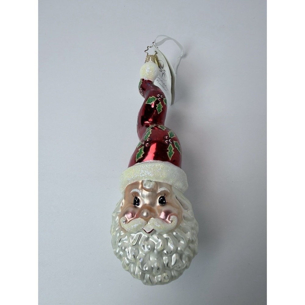 Christopher Radko Holly Wiggle Nick Glass‎ Santa Claus Christmas Ornament 7"